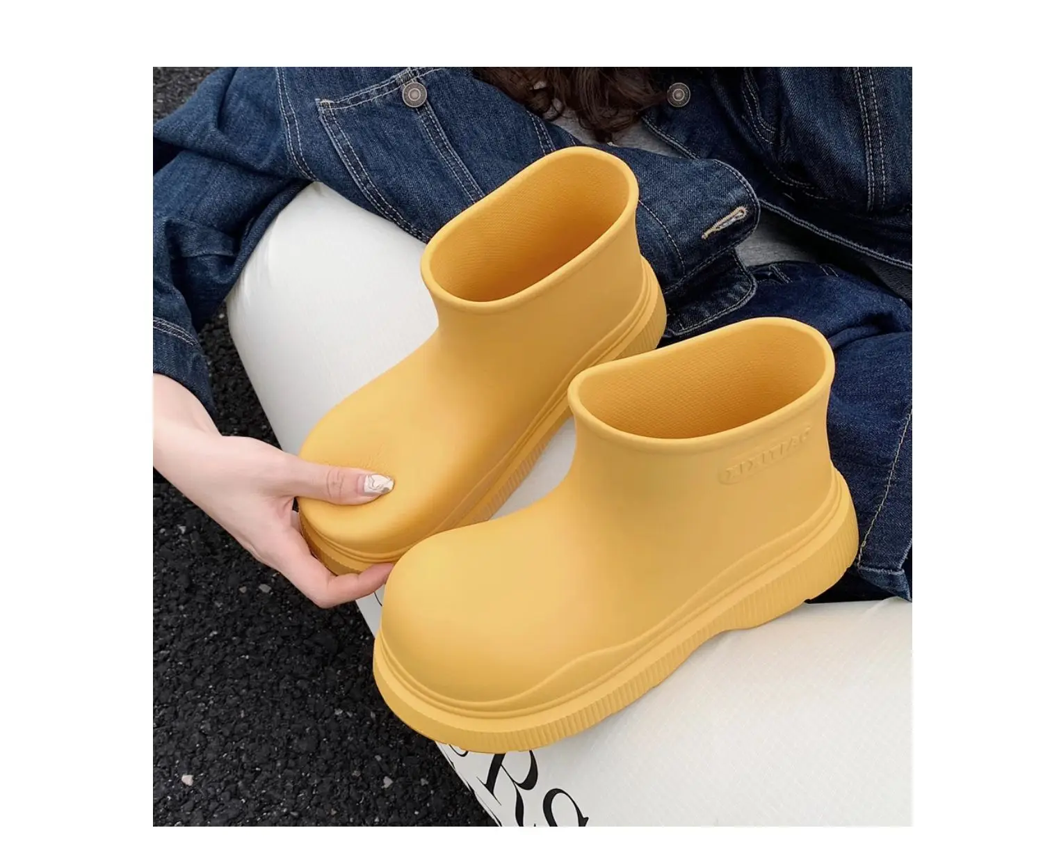 Rubber Boots For Women Waterproof Boots Short Barrel Loose Water Shoes Thick Bottom Ankle Women's Rain Boots