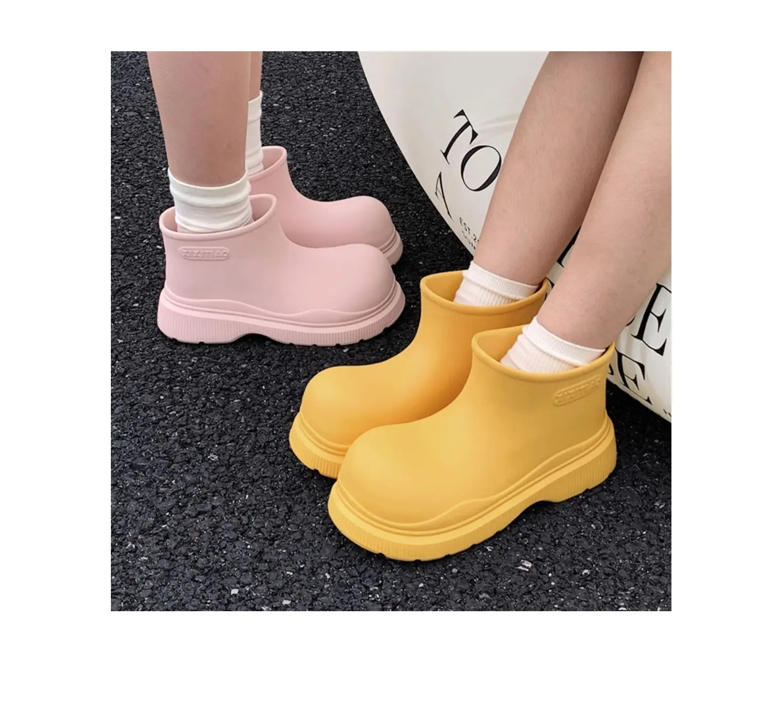 Rubber Boots For Women Waterproof Boots Short Barrel Loose Water Shoes Thick Bottom Ankle Women's Rain Boots
