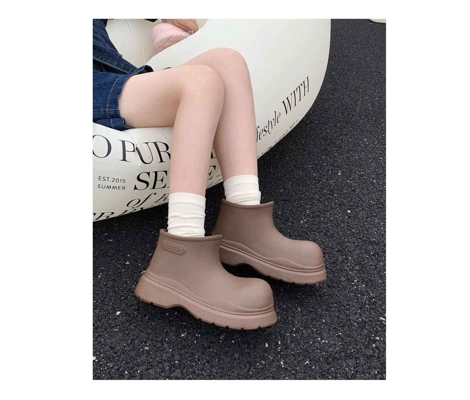 Rubber Boots For Women Waterproof Boots Short Barrel Loose Water Shoes Thick Bottom Ankle Women's Rain Boots