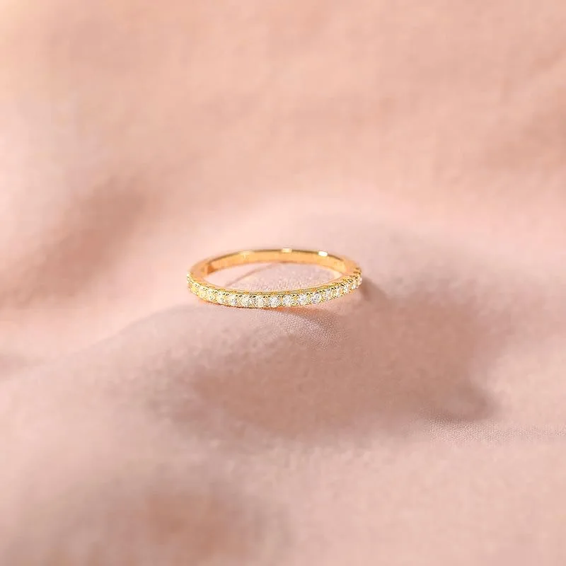Lnngy Certified 2MM Moissanite Half Eternity Ring 14K Gold Filled Stackable Engagement Rings For Women Wedding Band Jewelry Gift
