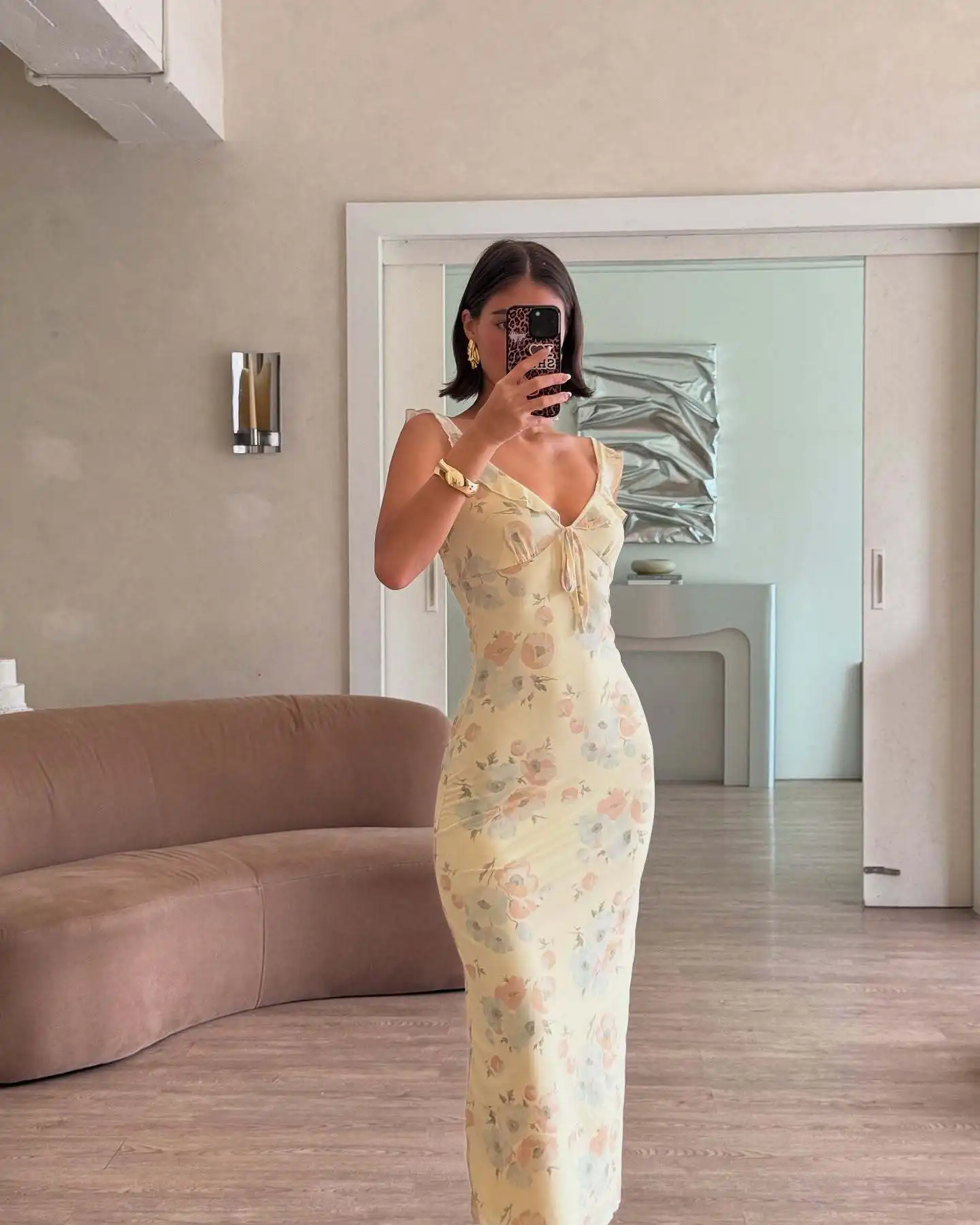 Cryptographic Summer Floral Print Plunge Maxi Dress Outfits Sexy Backless Fairy Sun Dresses Vacation Beachwear Vestido Coquette