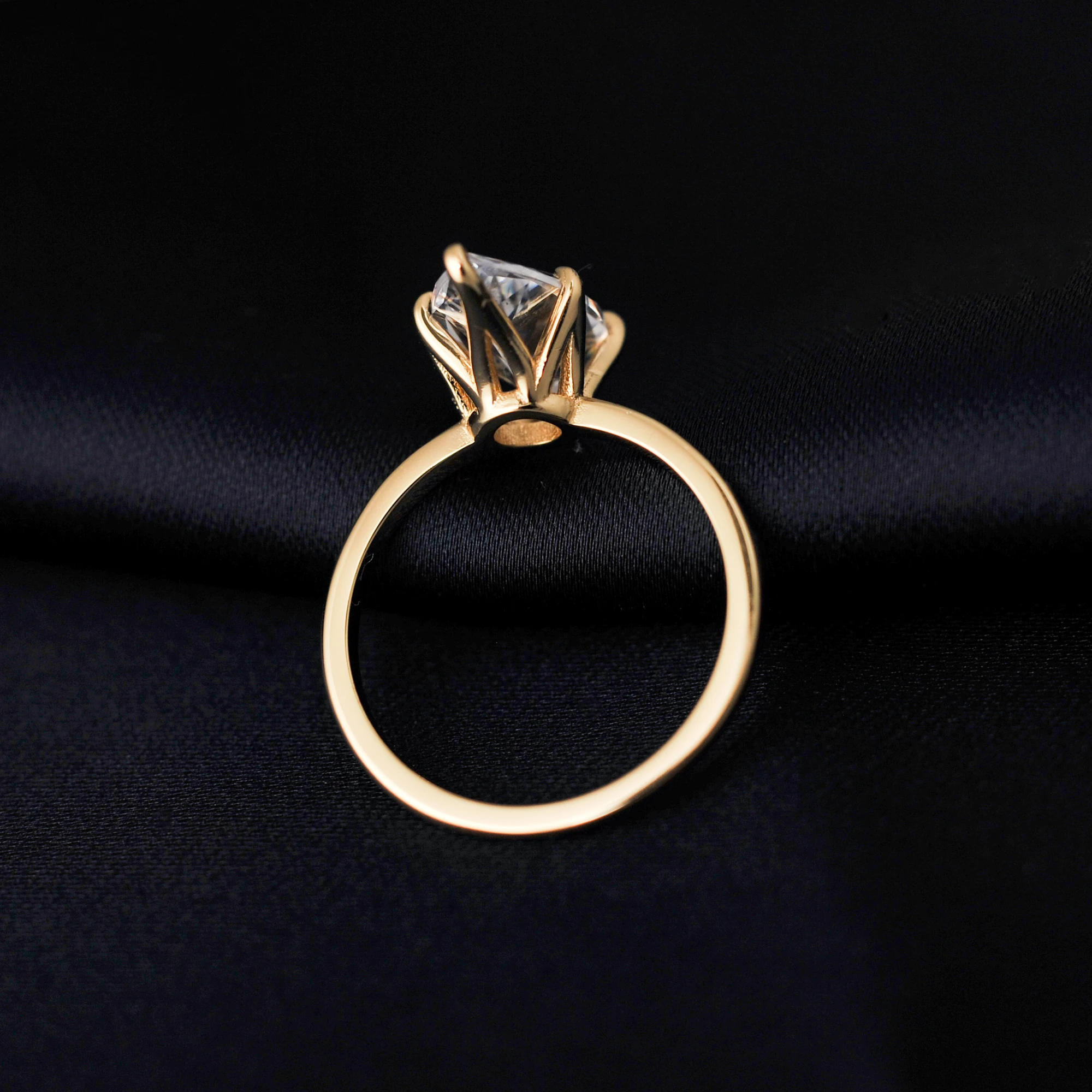 POTIY 3.5ct 5A Marquise Cut Cubic Zirconia Solitaire Engagement Ring 925 Sterling Silver Gold Plated Bridal Gift for Her