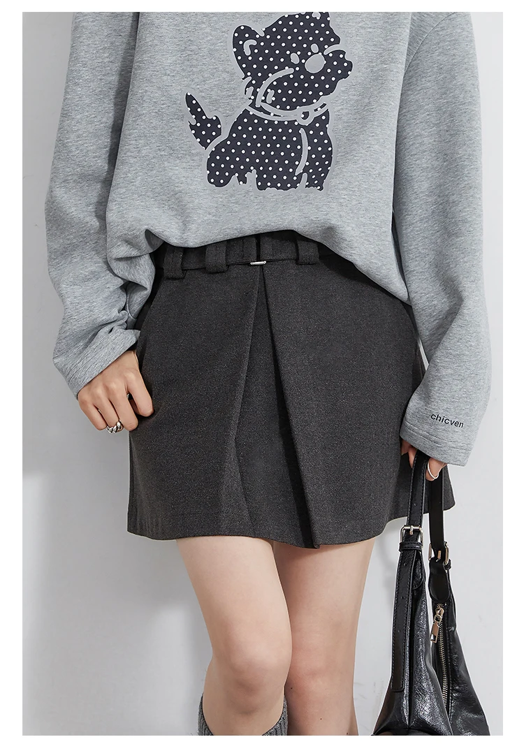 CHIC VEN Fashion Women Skirts Solid New High Waisted A-line Slim Ladies Half Skirt Hip Hugging Autumn Winter 2025