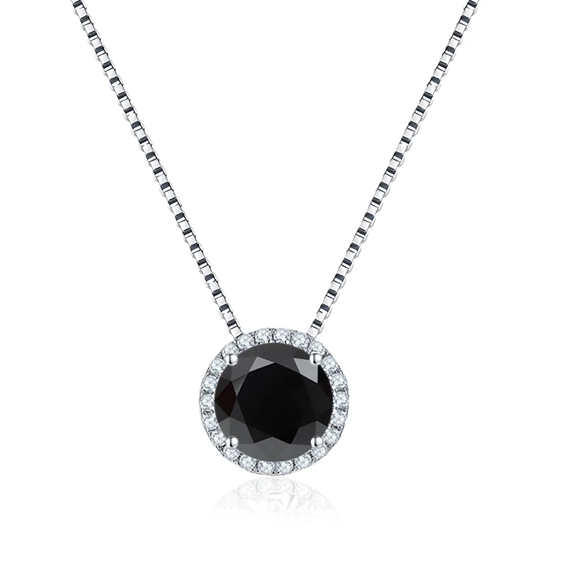 NeeTim 0.5ct 1ct Pink Blue Black Colorful Moissanite Necklaces for Women 925 Sterling Silver Box Chian Pendant Woman's Necklace