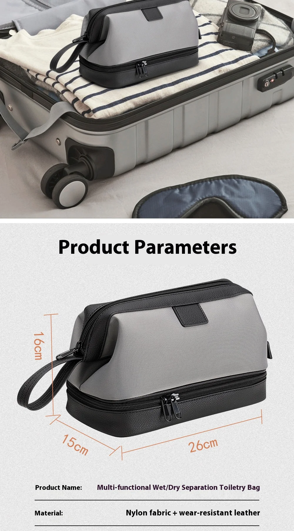 Large Capacity Women's Men Travel Toiletry Bag Makeup Cosmetics Storage Organizer Holer 2-layer Toiletry Washing Bag Waterproof