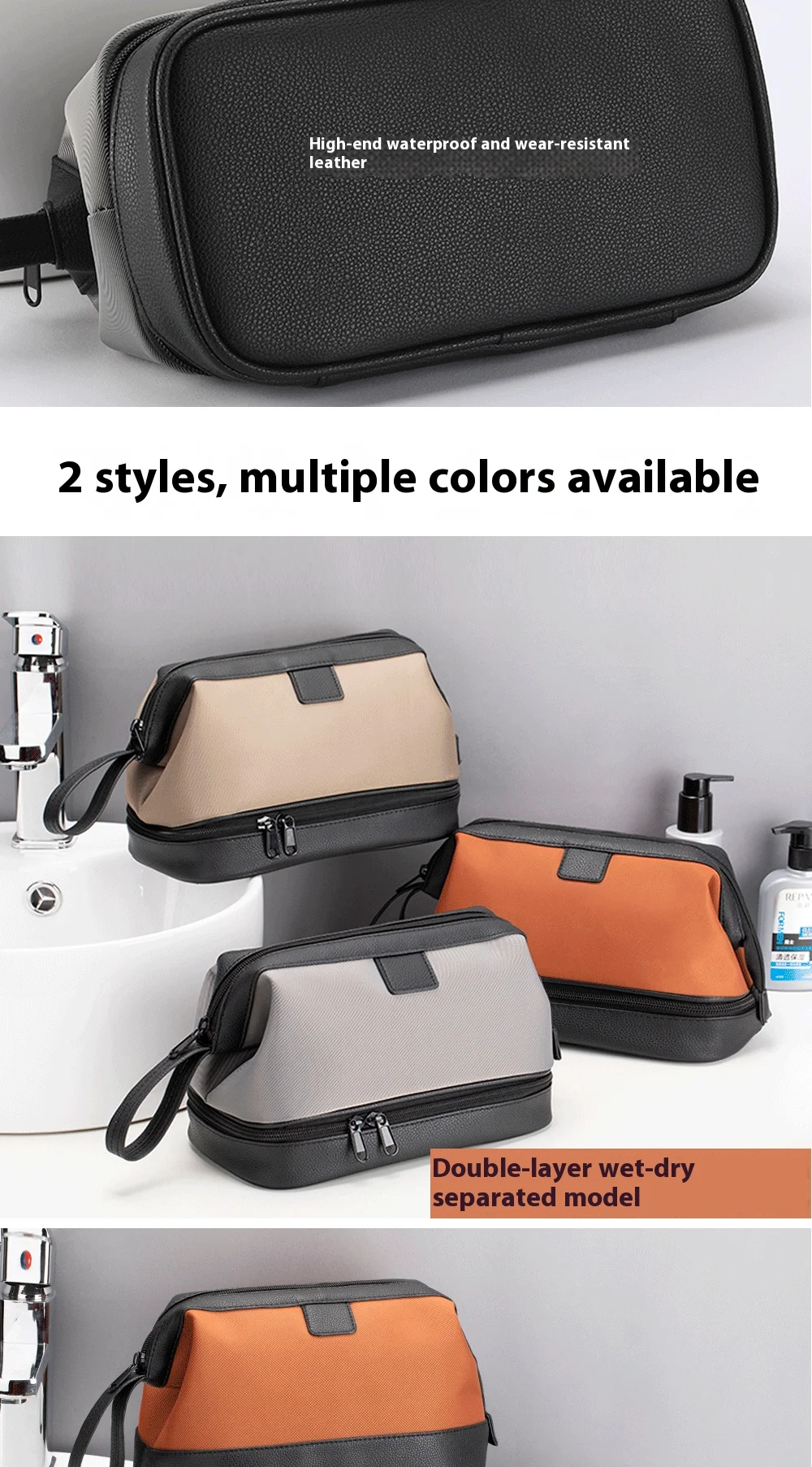 Large Capacity Women's Men Travel Toiletry Bag Makeup Cosmetics Storage Organizer Holer 2-layer Toiletry Washing Bag Waterproof