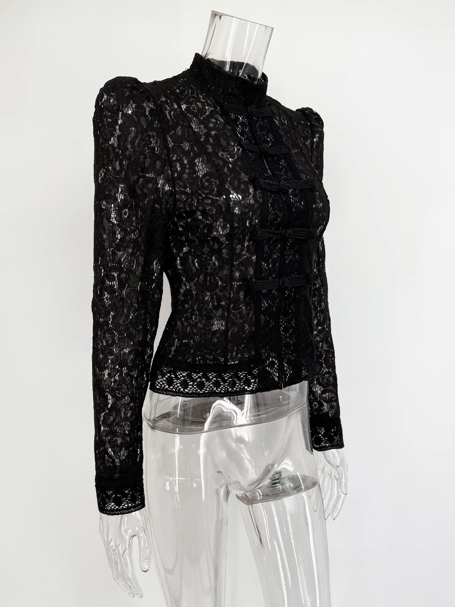 Tuularose Luxury Lace Blouse Fashion Lace Print Single Breasted Slim Shirt Vintage Elegant Party Looks Summer Women Blouse Tops