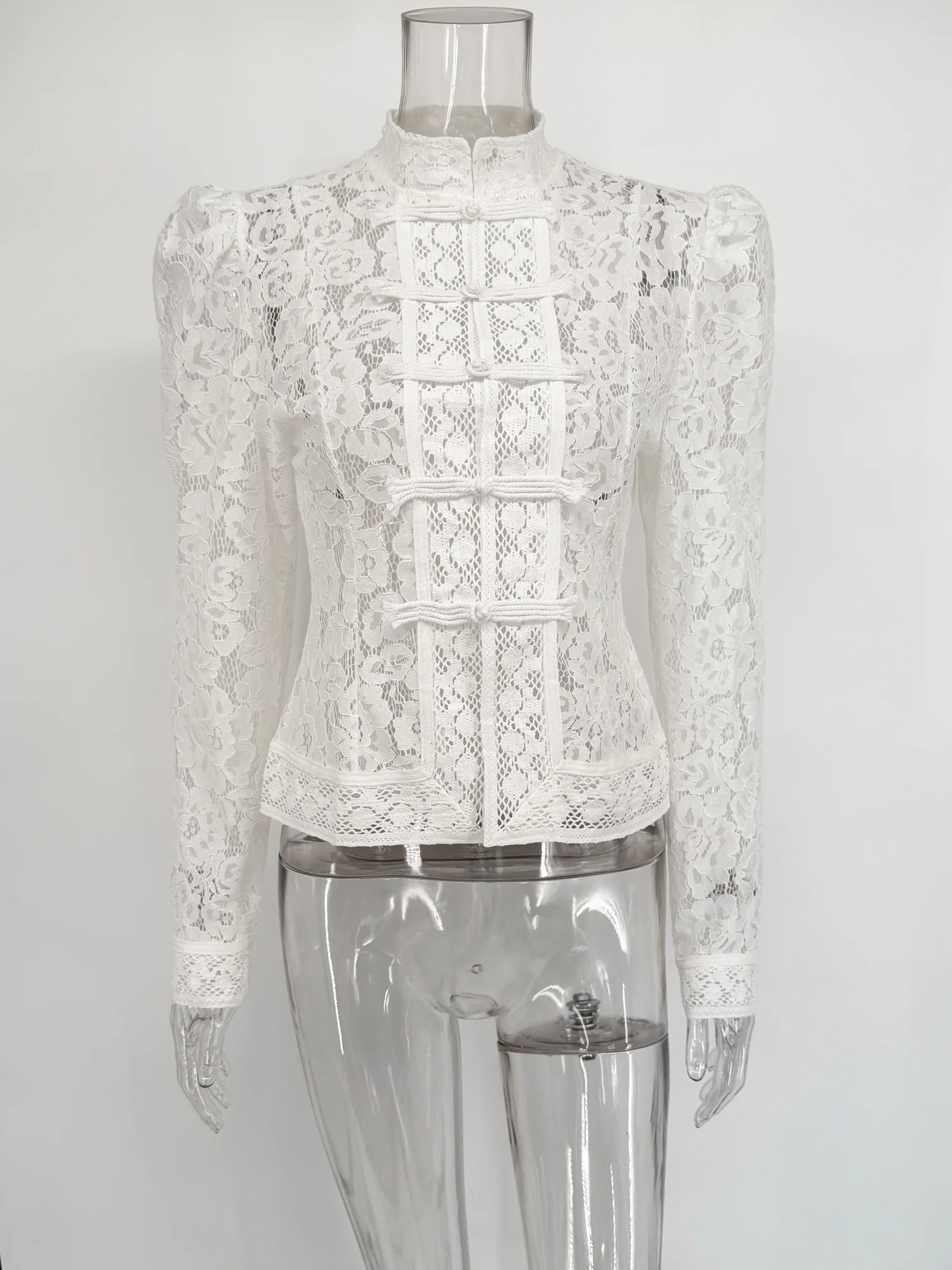 Tuularose Luxury Lace Blouse Fashion Lace Print Single Breasted Slim Shirt Vintage Elegant Party Looks Summer Women Blouse Tops