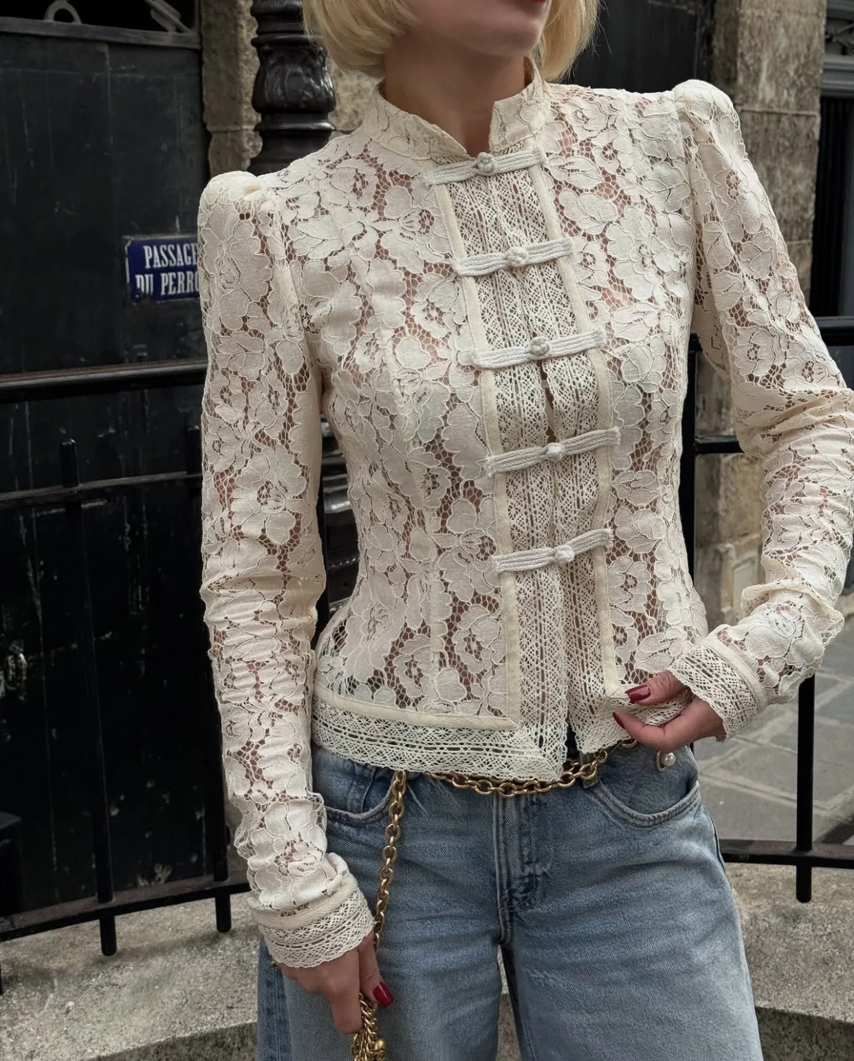 Tuularose Luxury Lace Blouse Fashion Lace Print Single Breasted Slim Shirt Vintage Elegant Party Looks Summer Women Blouse Tops