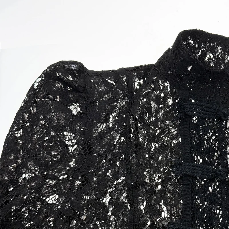 Tuularose Luxury Lace Blouse Fashion Lace Print Single Breasted Slim Shirt Vintage Elegant Party Looks Summer Women Blouse Tops