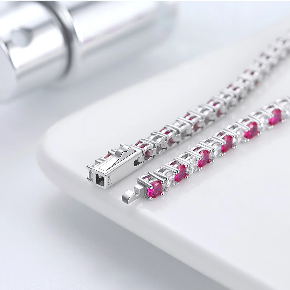 ORSA JEWELS Exquisite 3mm Sapphire Blue Sparkling Tennis Bracelet S925 Sterling Silver Cubic Zirconia Fashion CZ Bracelet SB137