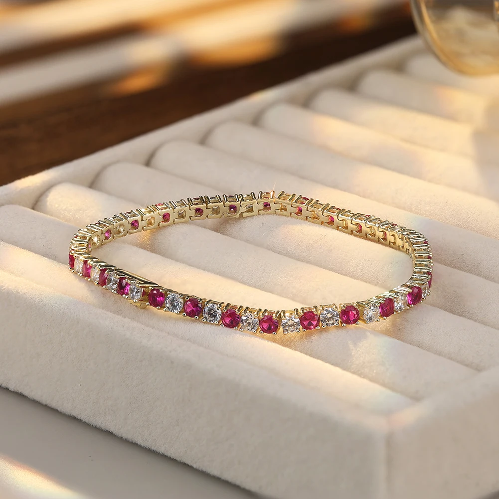 ORSA JEWELS Exquisite 3mm Sapphire Blue Sparkling Tennis Bracelet S925 Sterling Silver Cubic Zirconia Fashion CZ Bracelet SB137