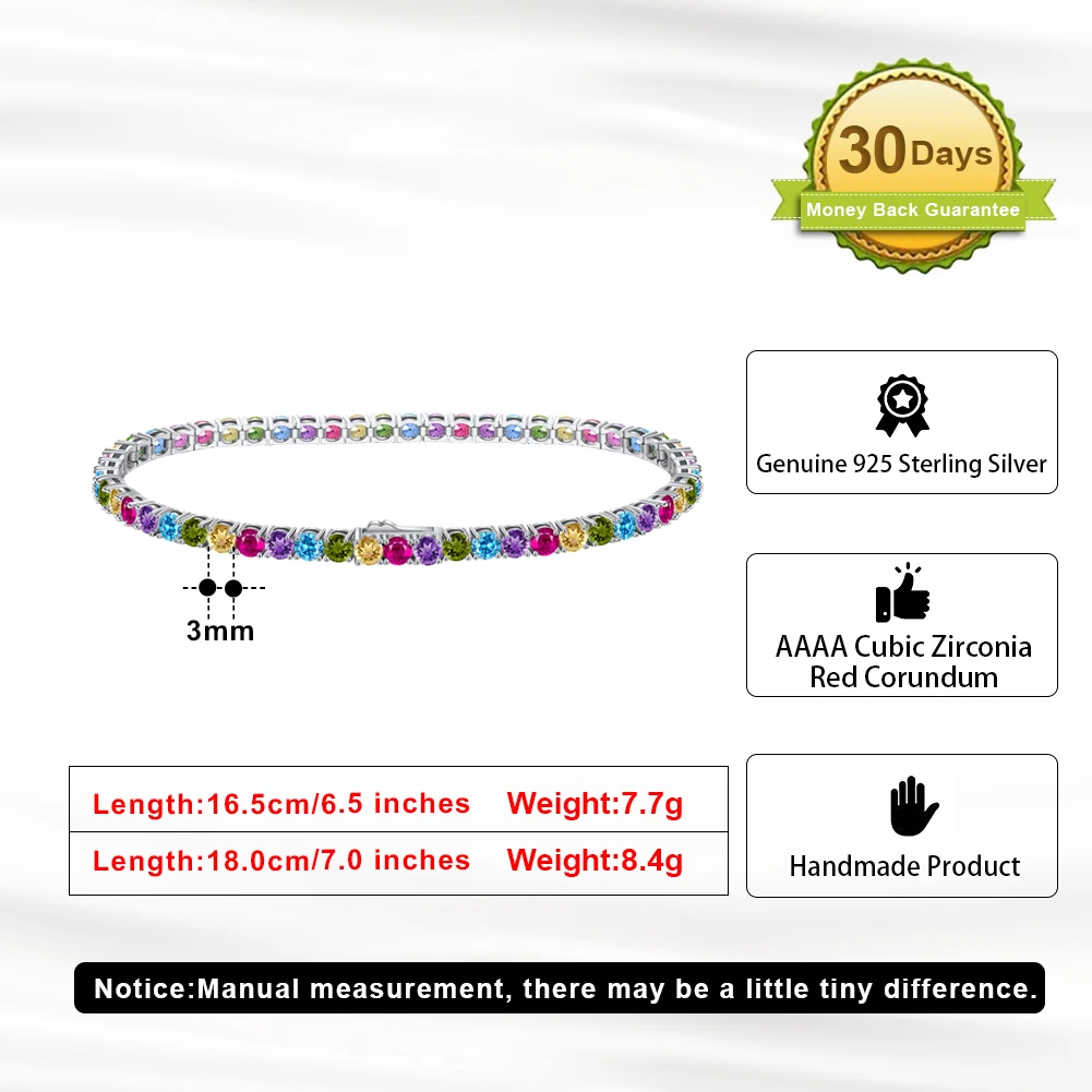 ORSA JEWELS Exquisite 3mm Sapphire Blue Sparkling Tennis Bracelet S925 Sterling Silver Cubic Zirconia Fashion CZ Bracelet SB137