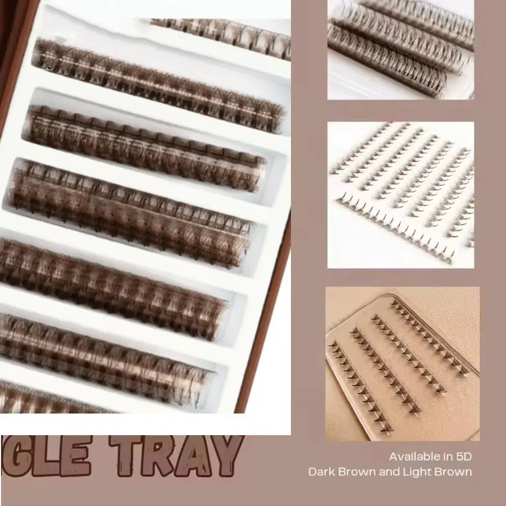 3D 6D 8D Brown Colored 1000 Fans PBT Hybrid Premade Volume Fan Sharp Pointy Stem Premade Lashes Extension Thin Root XL Tray Lash
