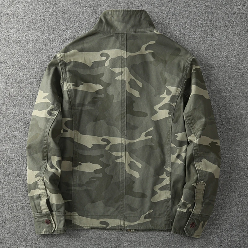 2025 Autumn and Winter American Retro Woven Cargo Jacket Men's Trendy 100% Cotton Washed Stand Collar Slim Tough Guy Casual Coat