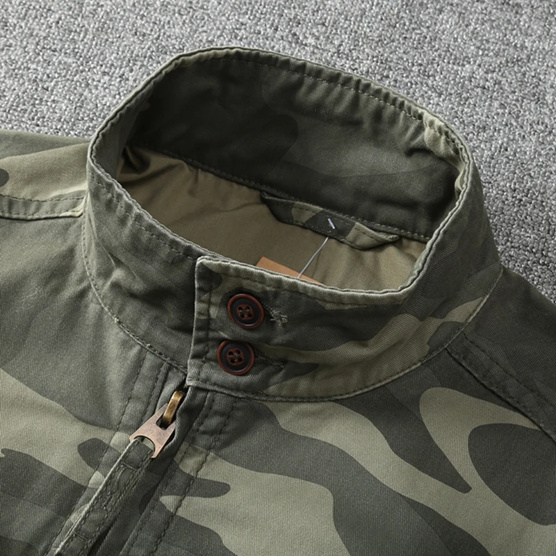 2025 Autumn and Winter American Retro Woven Cargo Jacket Men's Trendy 100% Cotton Washed Stand Collar Slim Tough Guy Casual Coat