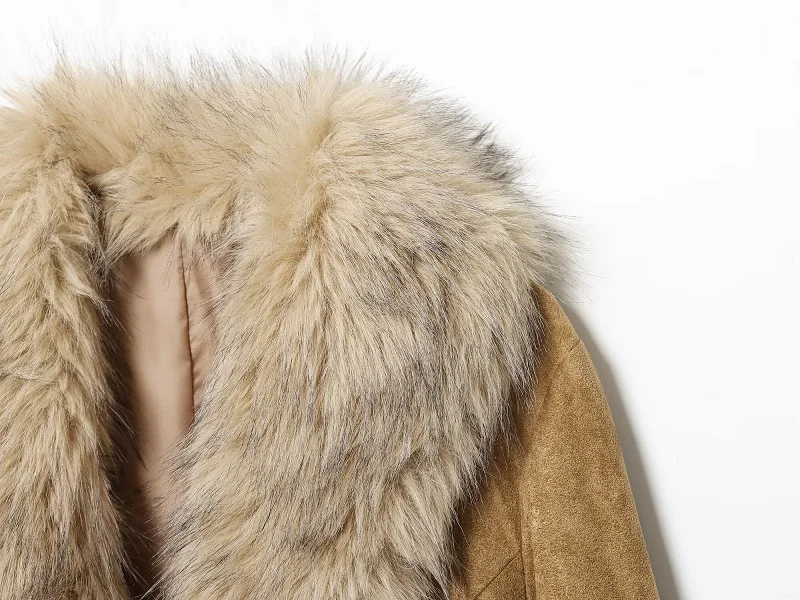 MUJER Faux Fur Suede Blazers for Women Faux Leather Women's Tailoring Blazers Winter Luxury Woman Blazer Fitted Coats and Jacket