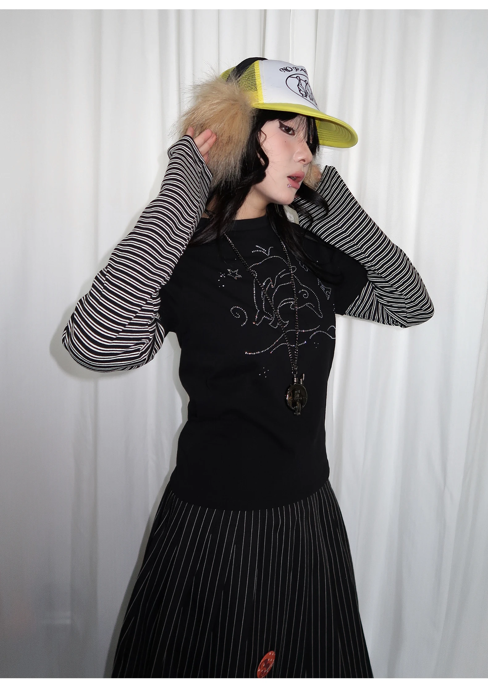 Tonngirl Y2k Vintage T-shirt Women Long Sleeve Patchwork Japanese 2000s Grunge Tops Streetwear American Retro Print Graphic Tops