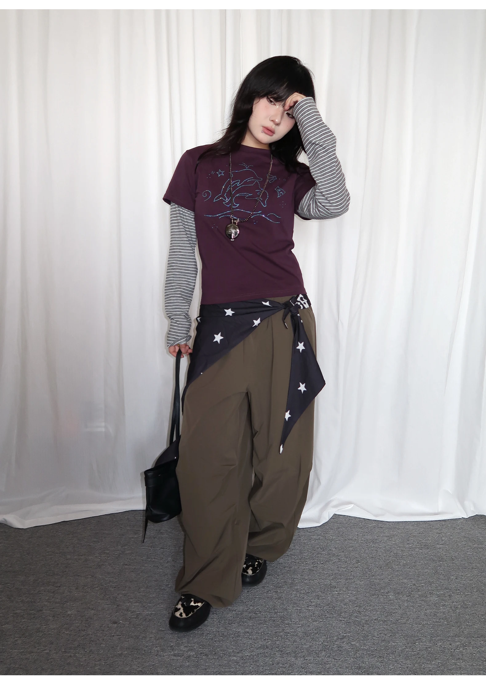 Tonngirl Y2k Vintage T-shirt Women Long Sleeve Patchwork Japanese 2000s Grunge Tops Streetwear American Retro Print Graphic Tops