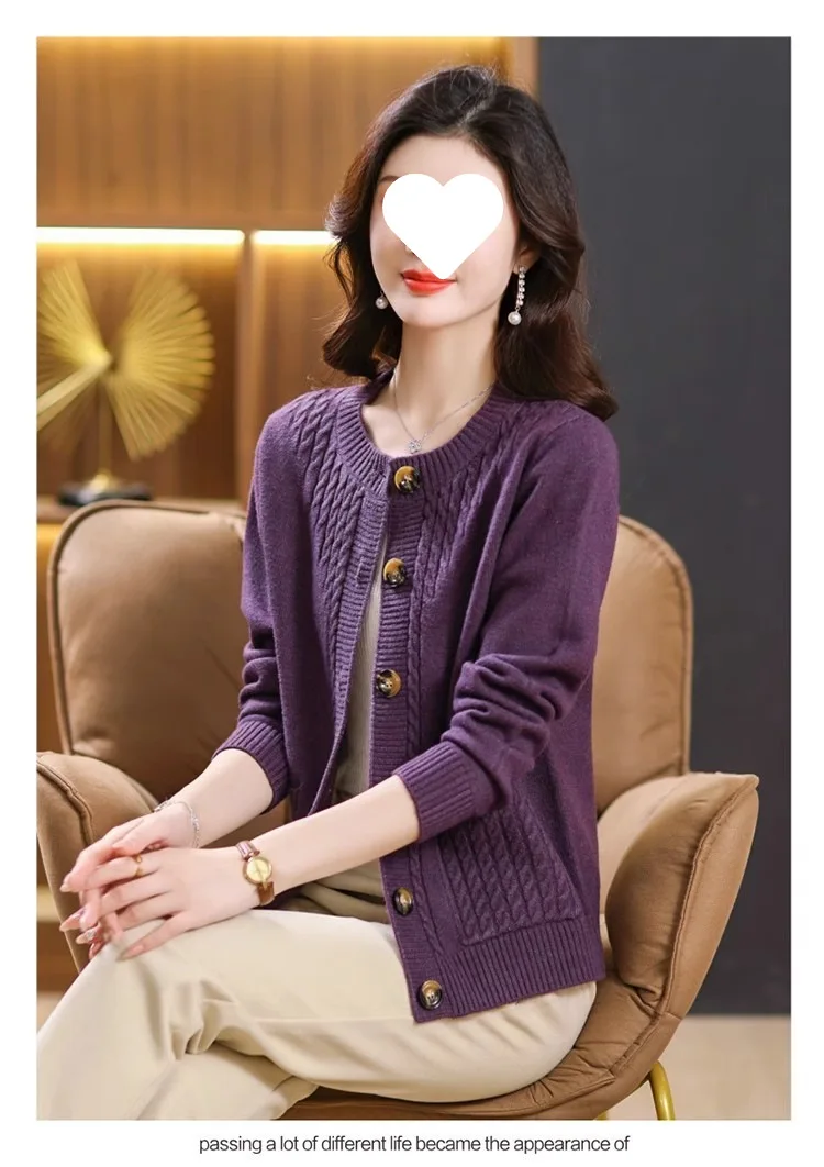 Women's Sweater Korean O-Neck Cardigan For Women Clothing Knitwear Autumn Loose Long Sleeve Tops Button Wool Sweaters Female