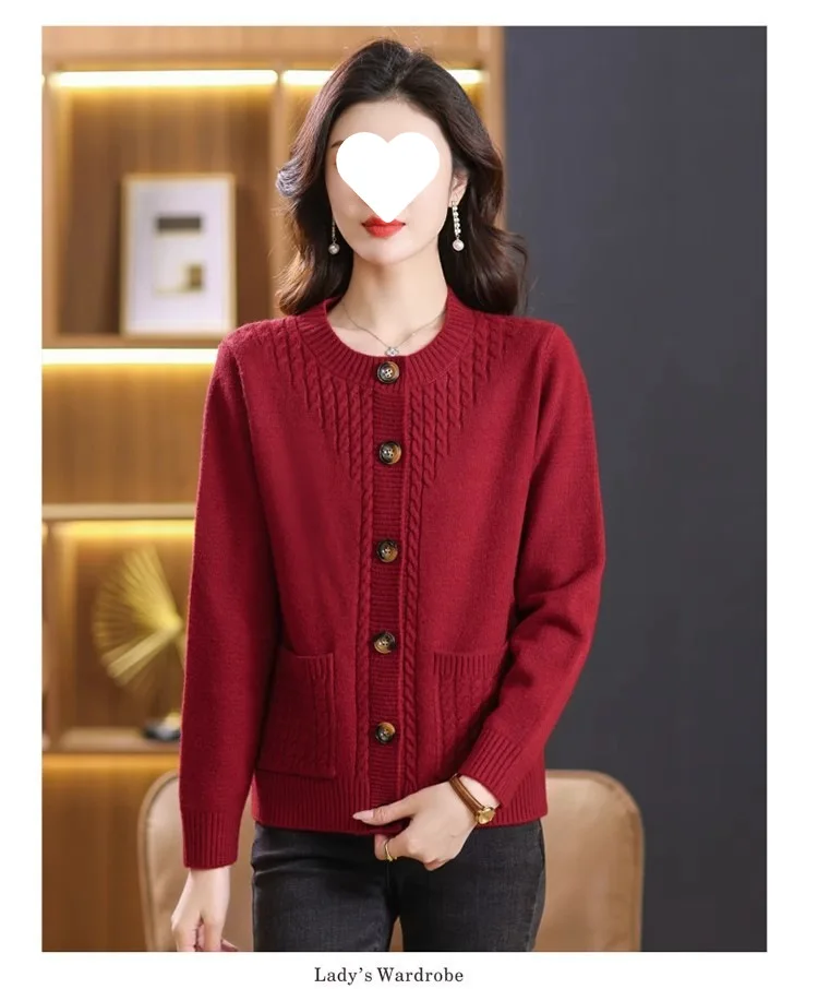 Women's Sweater Korean O-Neck Cardigan For Women Clothing Knitwear Autumn Loose Long Sleeve Tops Button Wool Sweaters Female
