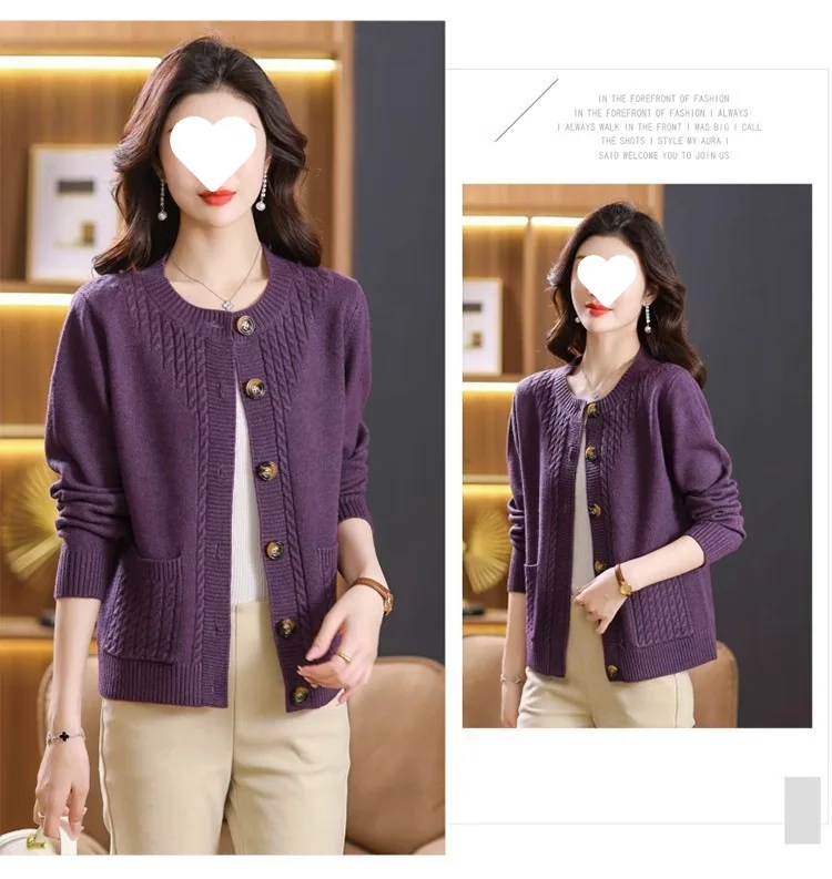 Women's Sweater Korean O-Neck Cardigan For Women Clothing Knitwear Autumn Loose Long Sleeve Tops Button Wool Sweaters Female