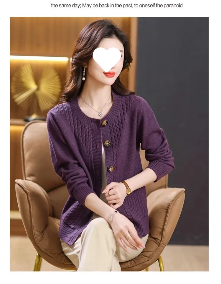 Women's Sweater Korean O-Neck Cardigan For Women Clothing Knitwear Autumn Loose Long Sleeve Tops Button Wool Sweaters Female