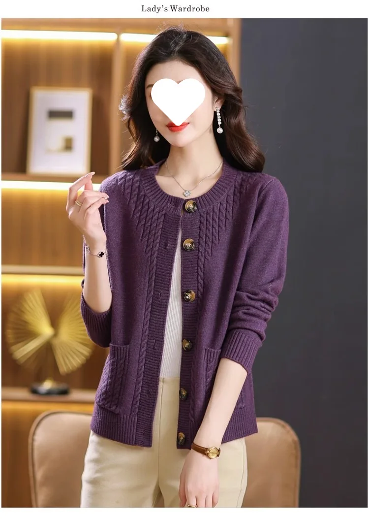 Women's Sweater Korean O-Neck Cardigan For Women Clothing Knitwear Autumn Loose Long Sleeve Tops Button Wool Sweaters Female