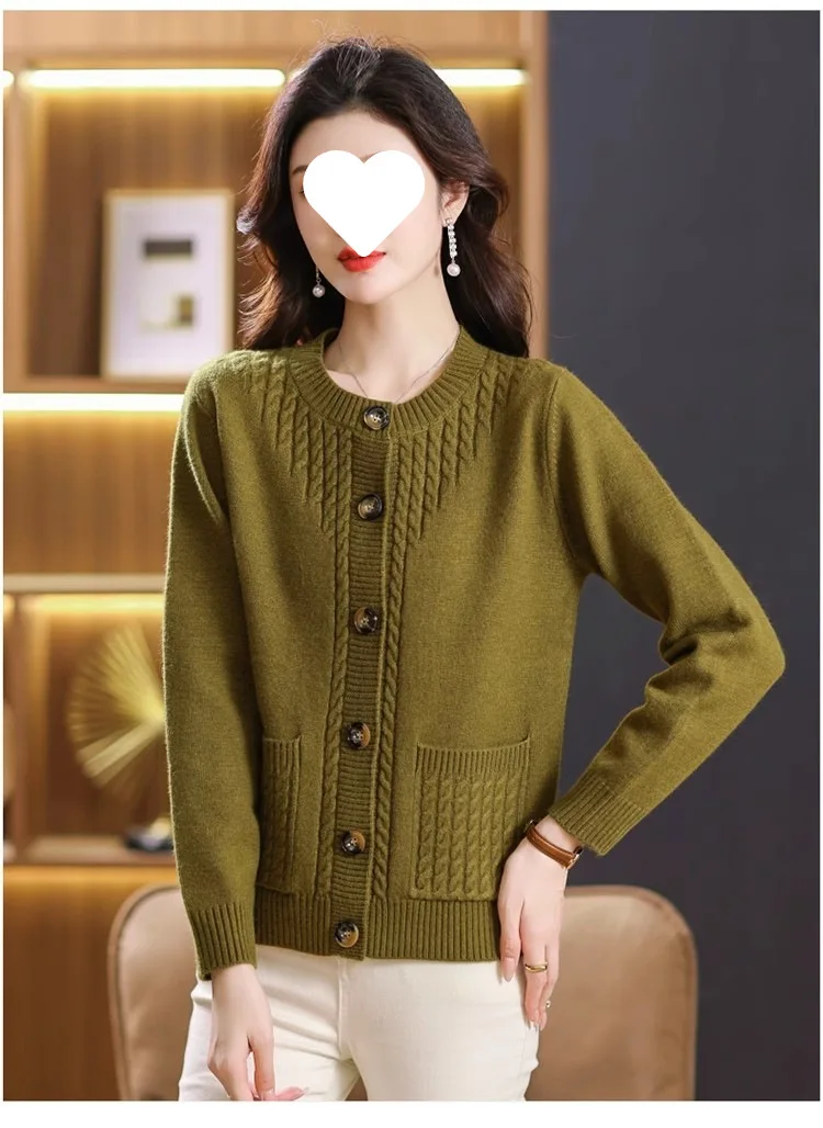 Women's Sweater Korean O-Neck Cardigan For Women Clothing Knitwear Autumn Loose Long Sleeve Tops Button Wool Sweaters Female