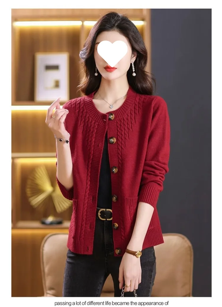 Women's Sweater Korean O-Neck Cardigan For Women Clothing Knitwear Autumn Loose Long Sleeve Tops Button Wool Sweaters Female