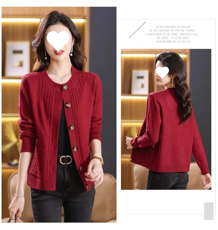 Women's Sweater Korean O-Neck Cardigan For Women Clothing Knitwear Autumn Loose Long Sleeve Tops Button Wool Sweaters Female
