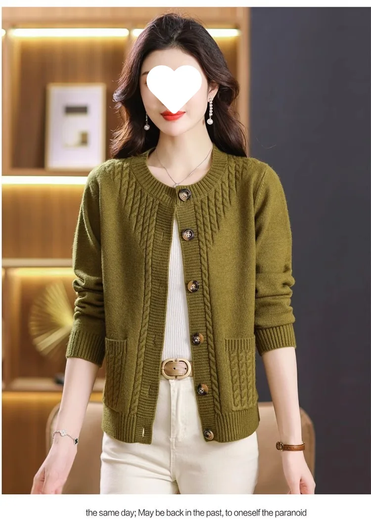 Women's Sweater Korean O-Neck Cardigan For Women Clothing Knitwear Autumn Loose Long Sleeve Tops Button Wool Sweaters Female