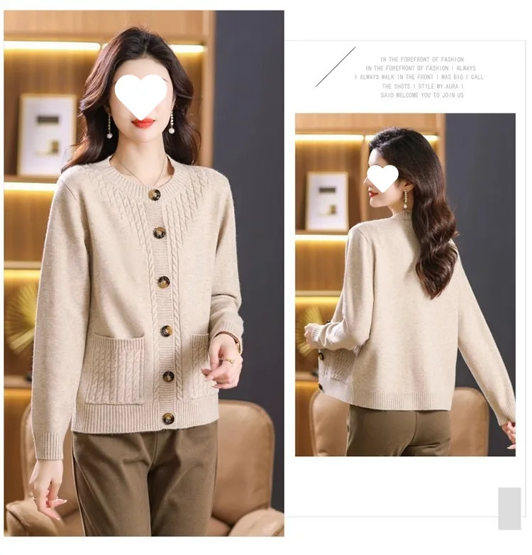 Women's Sweater Korean O-Neck Cardigan For Women Clothing Knitwear Autumn Loose Long Sleeve Tops Button Wool Sweaters Female