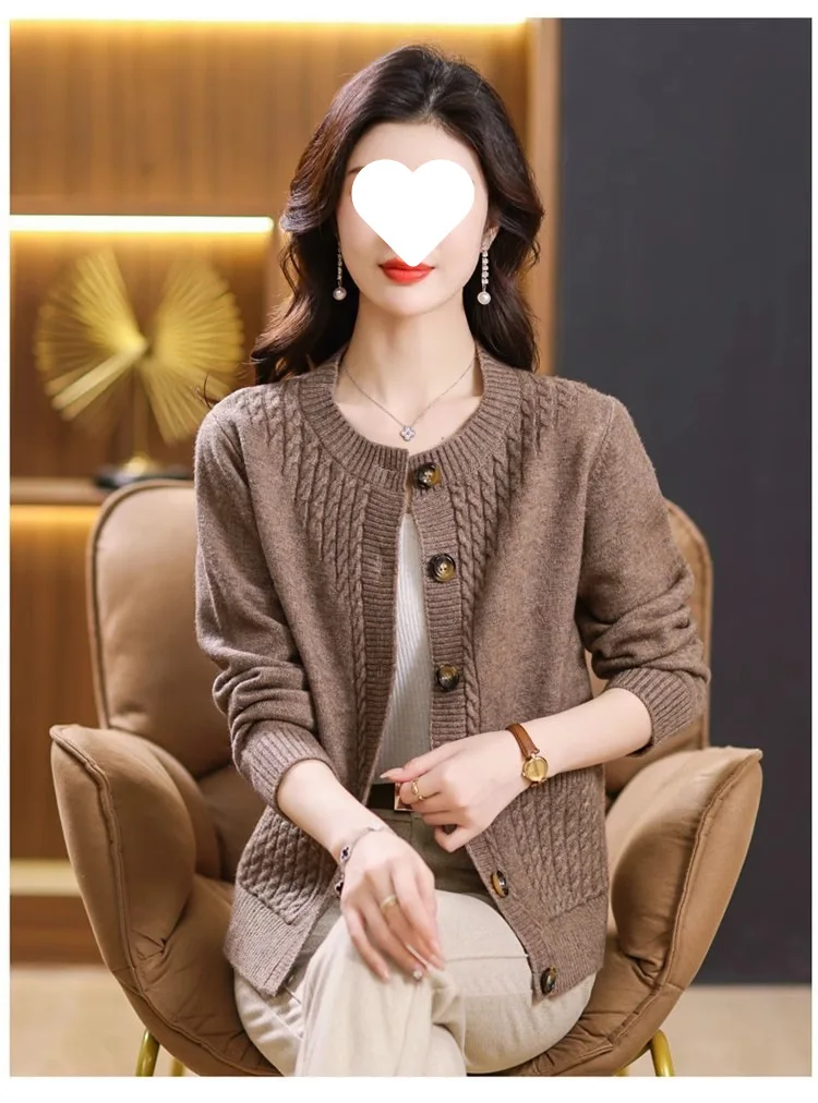 Women's Sweater Korean O-Neck Cardigan For Women Clothing Knitwear Autumn Loose Long Sleeve Tops Button Wool Sweaters Female