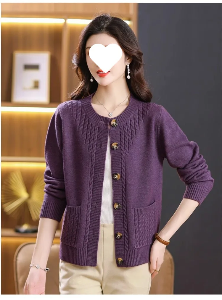 Women's Sweater Korean O-Neck Cardigan For Women Clothing Knitwear Autumn Loose Long Sleeve Tops Button Wool Sweaters Female