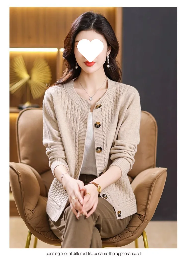 Women's Sweater Korean O-Neck Cardigan For Women Clothing Knitwear Autumn Loose Long Sleeve Tops Button Wool Sweaters Female