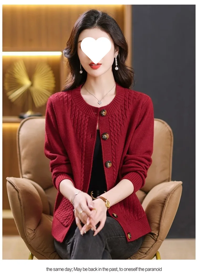 Women's Sweater Korean O-Neck Cardigan For Women Clothing Knitwear Autumn Loose Long Sleeve Tops Button Wool Sweaters Female