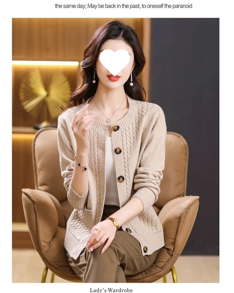 Women's Sweater Korean O-Neck Cardigan For Women Clothing Knitwear Autumn Loose Long Sleeve Tops Button Wool Sweaters Female