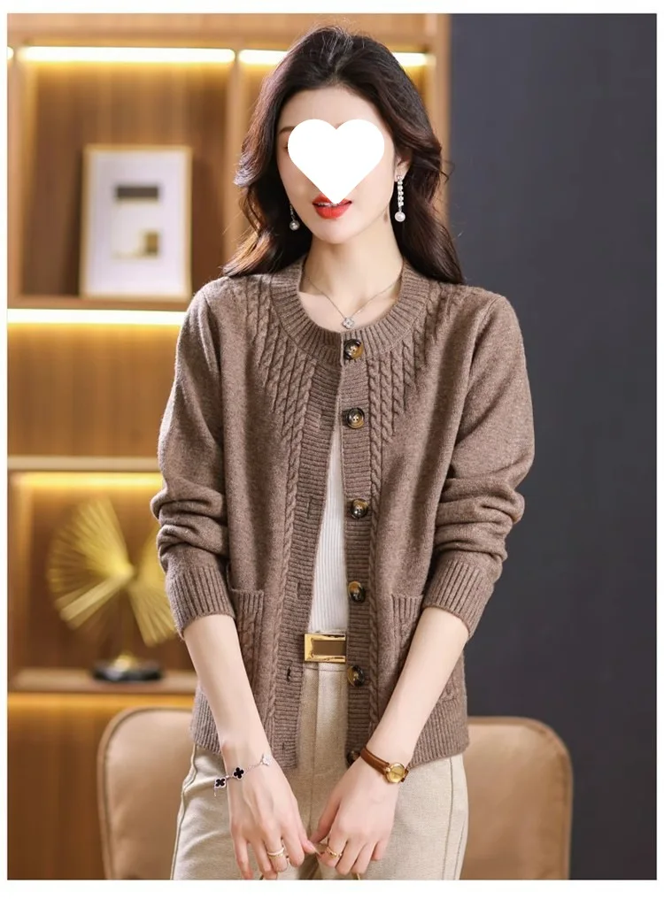 Women's Sweater Korean O-Neck Cardigan For Women Clothing Knitwear Autumn Loose Long Sleeve Tops Button Wool Sweaters Female