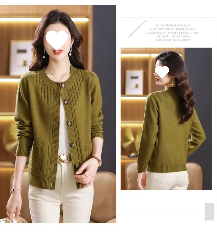 Women's Sweater Korean O-Neck Cardigan For Women Clothing Knitwear Autumn Loose Long Sleeve Tops Button Wool Sweaters Female
