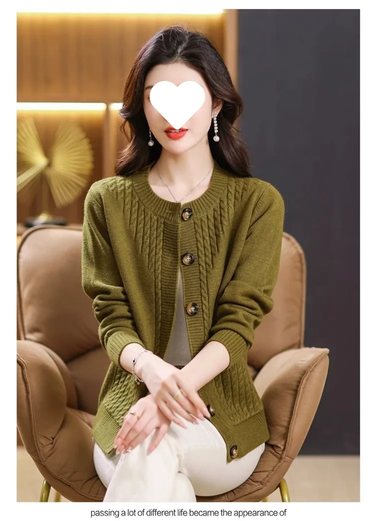 Women's Sweater Korean O-Neck Cardigan For Women Clothing Knitwear Autumn Loose Long Sleeve Tops Button Wool Sweaters Female