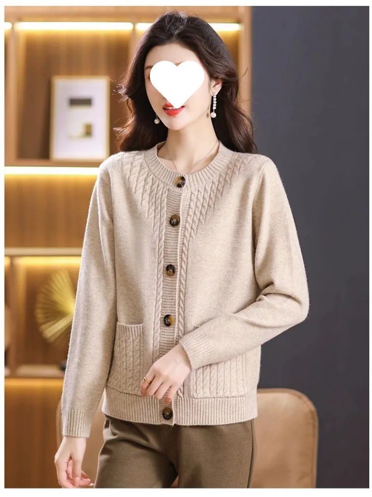 Women's Sweater Korean O-Neck Cardigan For Women Clothing Knitwear Autumn Loose Long Sleeve Tops Button Wool Sweaters Female