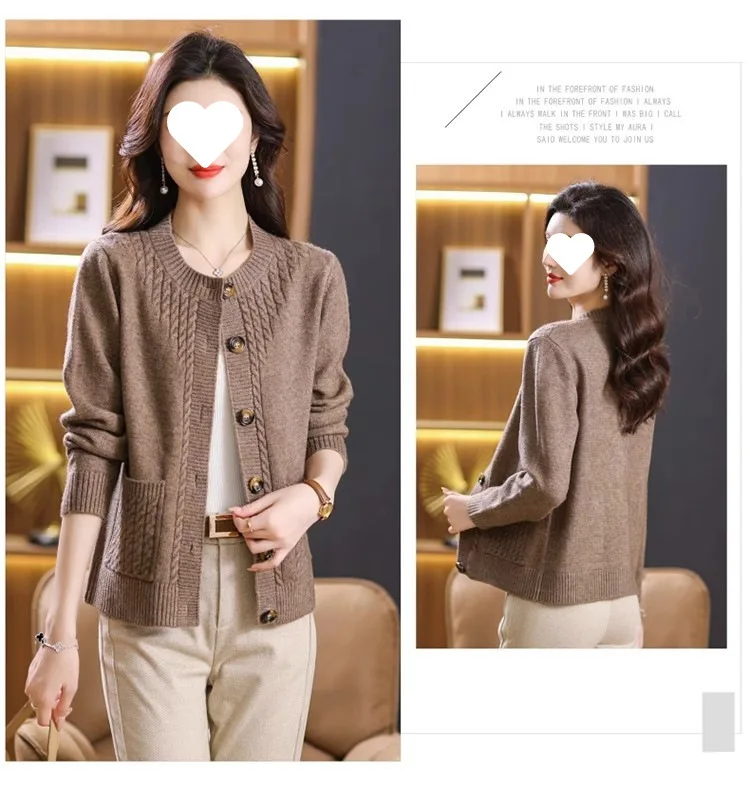 Women's Sweater Korean O-Neck Cardigan For Women Clothing Knitwear Autumn Loose Long Sleeve Tops Button Wool Sweaters Female