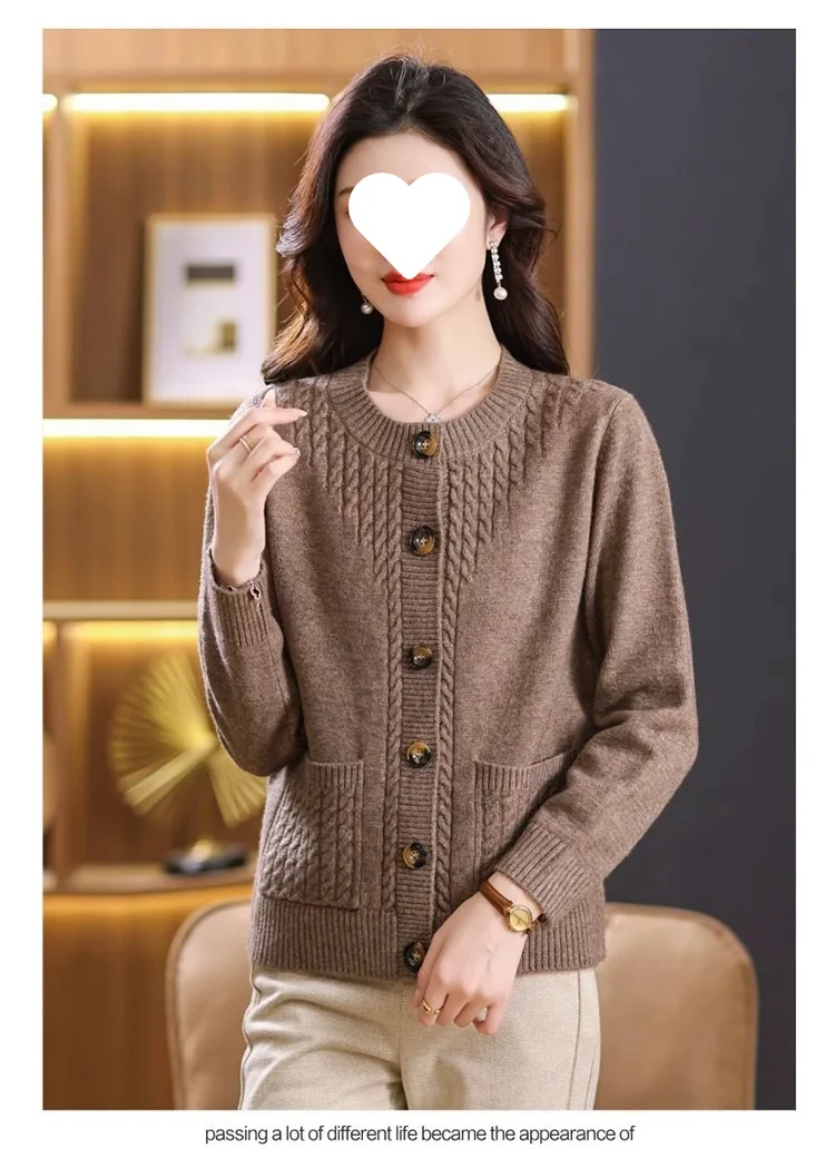 Women's Sweater Korean O-Neck Cardigan For Women Clothing Knitwear Autumn Loose Long Sleeve Tops Button Wool Sweaters Female