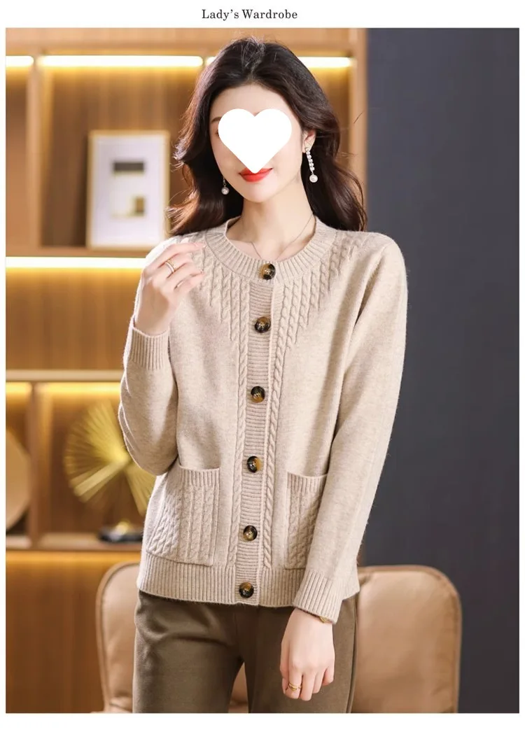 Women's Sweater Korean O-Neck Cardigan For Women Clothing Knitwear Autumn Loose Long Sleeve Tops Button Wool Sweaters Female