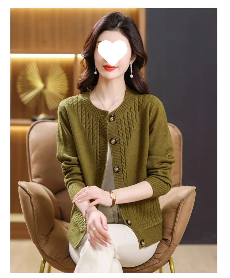 Women's Sweater Korean O-Neck Cardigan For Women Clothing Knitwear Autumn Loose Long Sleeve Tops Button Wool Sweaters Female