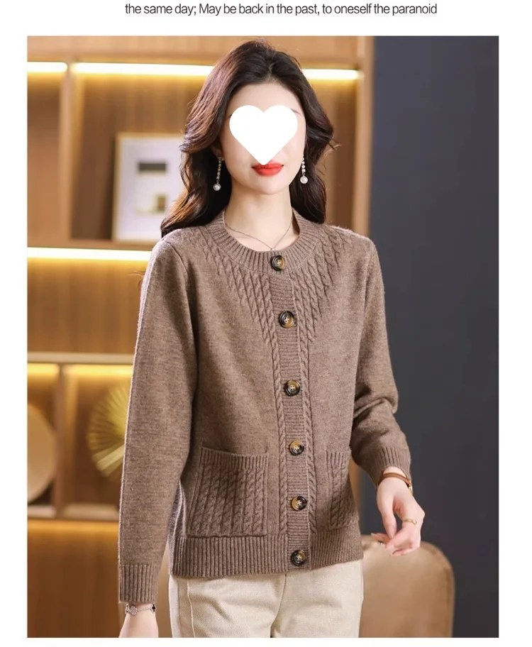 Women's Sweater Korean O-Neck Cardigan For Women Clothing Knitwear Autumn Loose Long Sleeve Tops Button Wool Sweaters Female