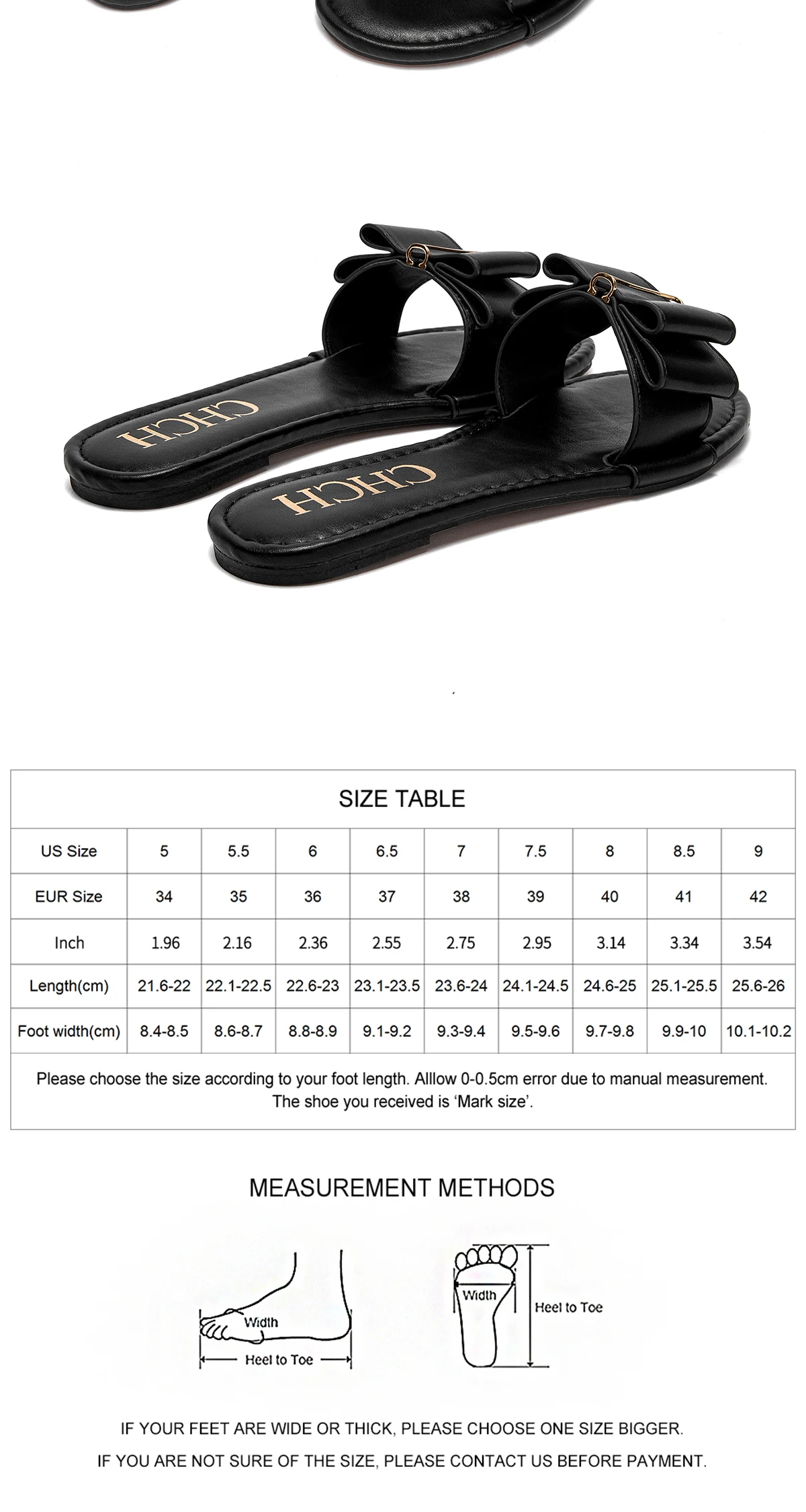 Women's Flat Shoes CHCH New Summer Bow Casual Slippers Black Commuting Woman Shoes