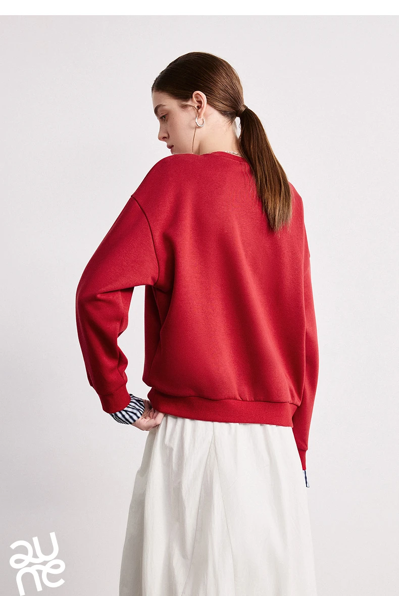 TOYOUTH Women Crewneck Patchwork Plaid Fake Two-Piece Pony Embroidery Loose Sweatshirt 2026 Spring New Tops