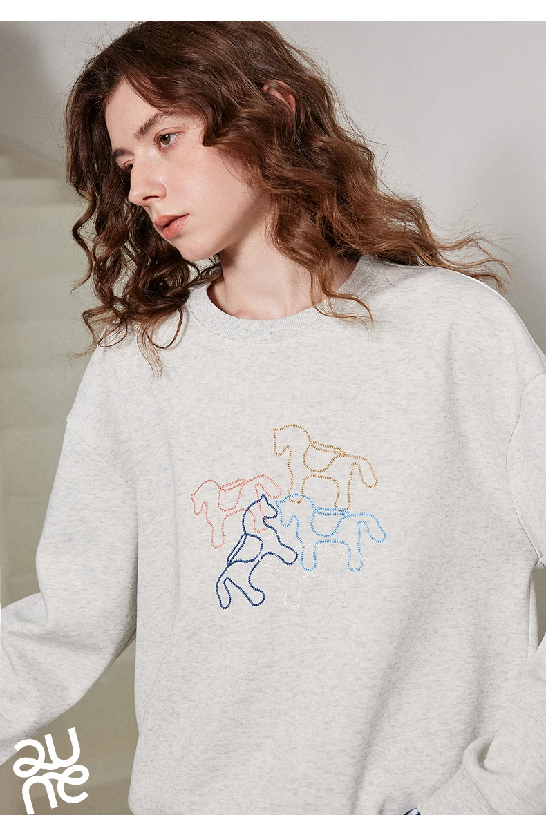 TOYOUTH Women Crewneck Patchwork Plaid Fake Two-Piece Pony Embroidery Loose Sweatshirt 2026 Spring New Tops